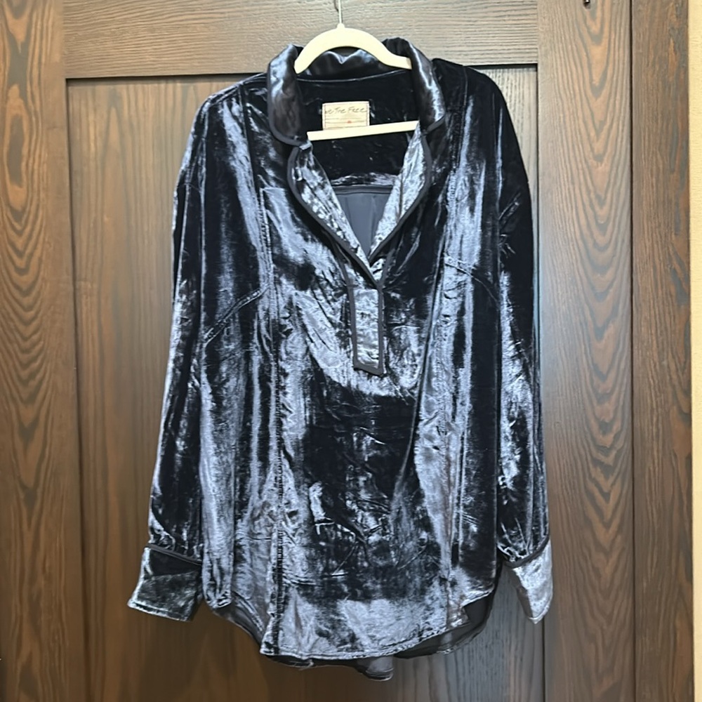 Free People Luxy solid velvet shirt